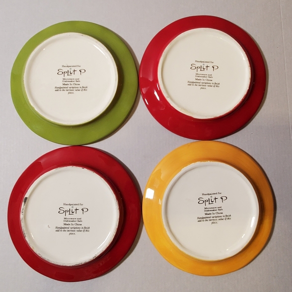 Split P Hand Painted Snack Plates Autumn Leaves Set of 2 - Picture 3 of 3